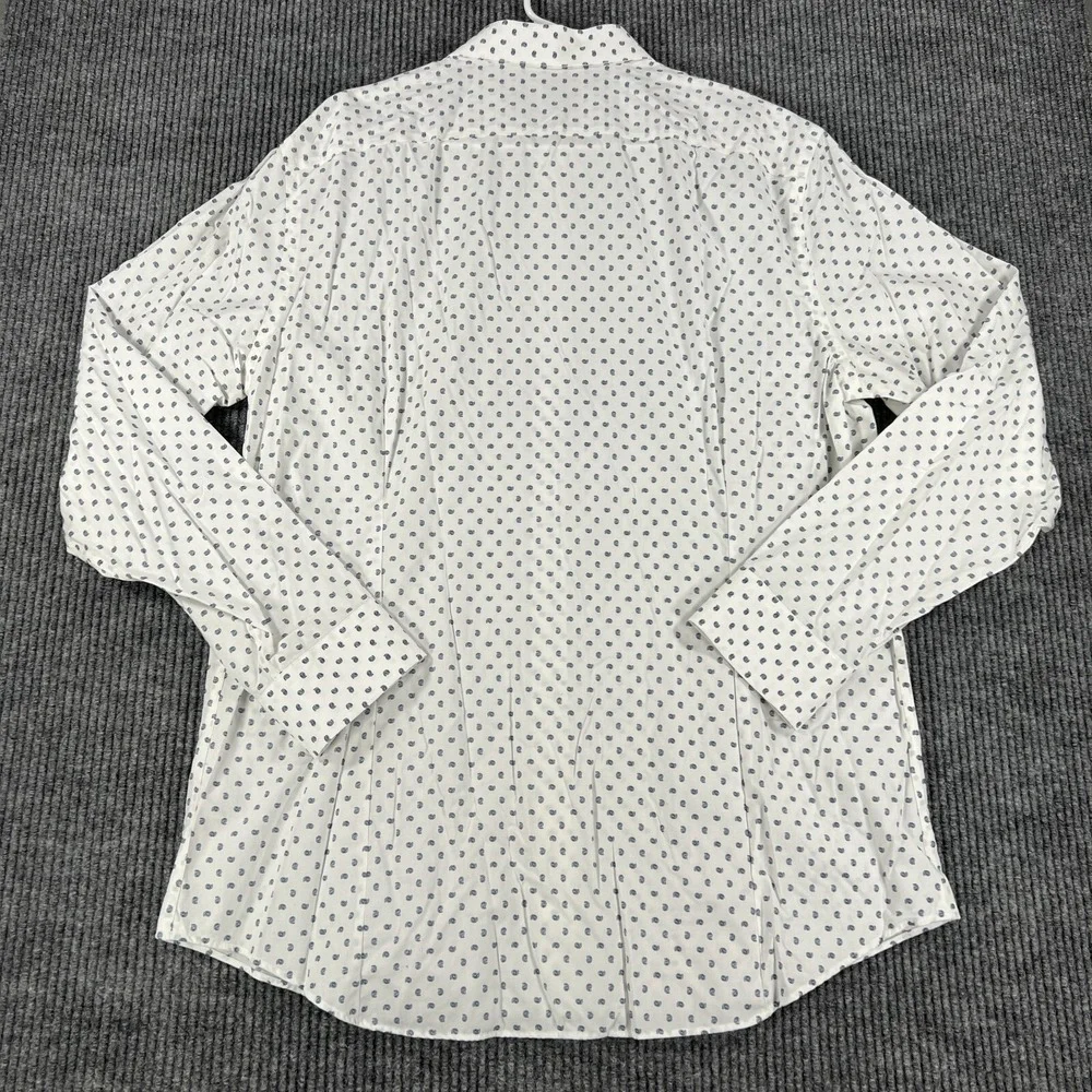Banana Republic‎ Shirt Mens XL Extra Large White Geometric Button Up Slim Fit